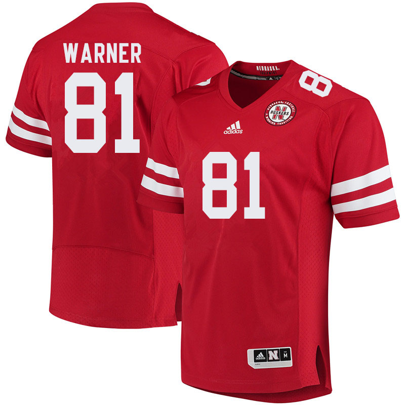 Men #81 Kade Warner Nebraska Cornhuskers College Football Jerseys Sale-Red - Click Image to Close